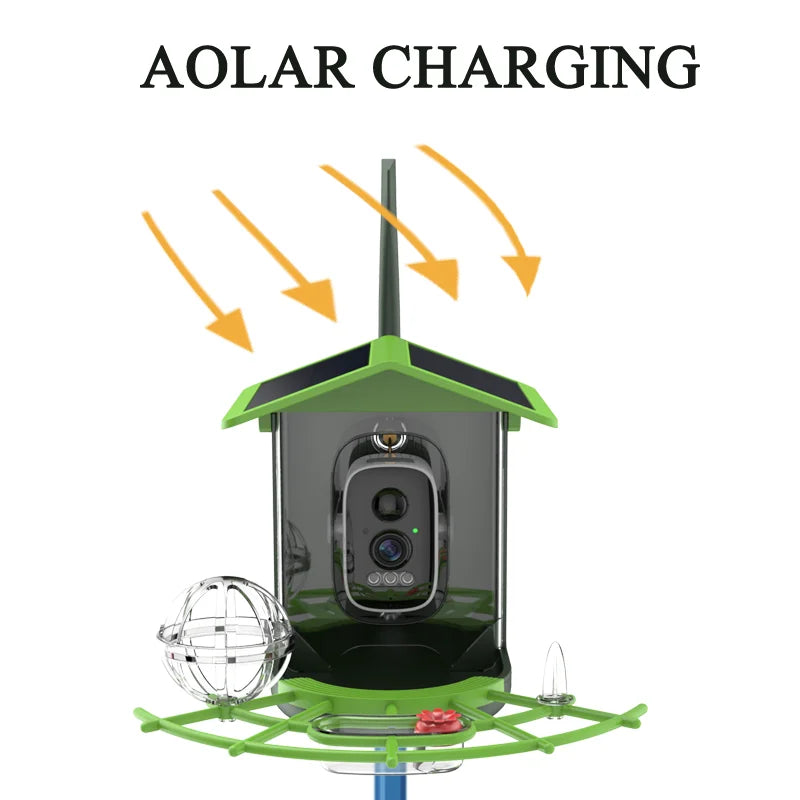 Mangeoire Connectée Solaire 2K HD – Vision Nocturne, WiFi 5G & Batterie 4800 mAh | Nest-oo SolarView™