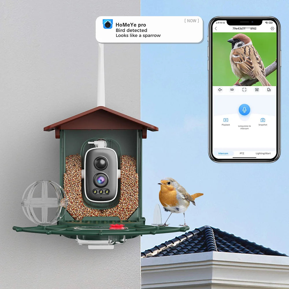 Observez les oiseaux de votre jardin en haute définition avec le nichoir connecté Nest-oo. Vision nocturne, WiFi, détection PIR et audio bidirectionnel pour une observation naturelle.