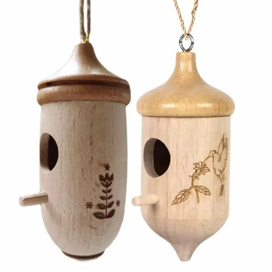 Nichoir en bois suspendu Nest-oo Humming Haven pour colibris et moineaux, décoration naturelle pour jardin.