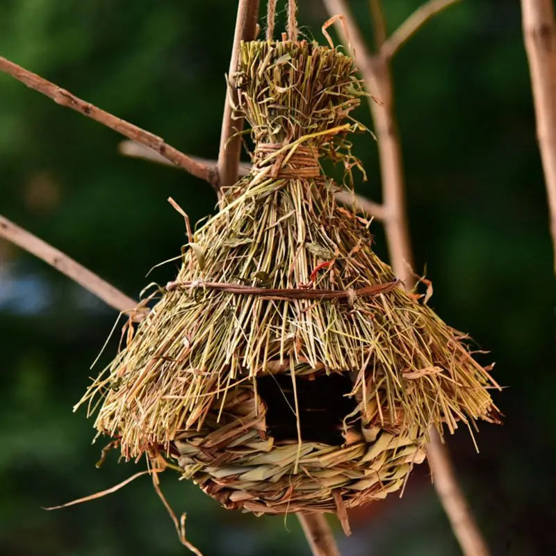 Nichoir en herbe tressée naturelle – Abri suspendu écologique pour oiseaux du jardin | Nest-oo Nature Pure
