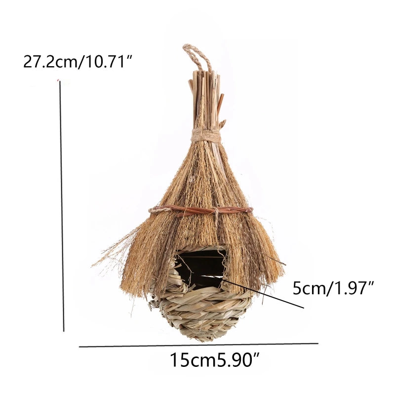 Nichoir en herbe tressée naturelle – Abri suspendu écologique pour oiseaux du jardin | Nest-oo Nature Pure
