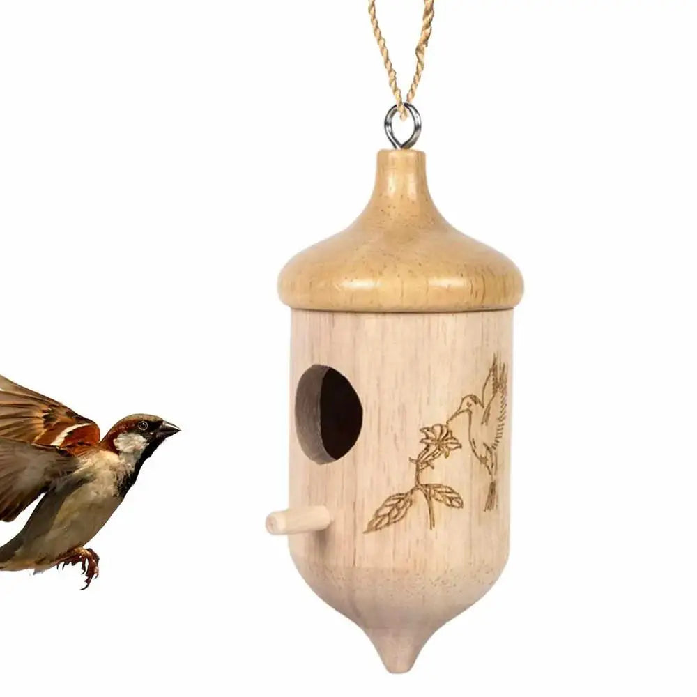 Nichoir en bois suspendu Nest-oo Humming Haven pour colibris et moineaux, décoration naturelle pour jardin.