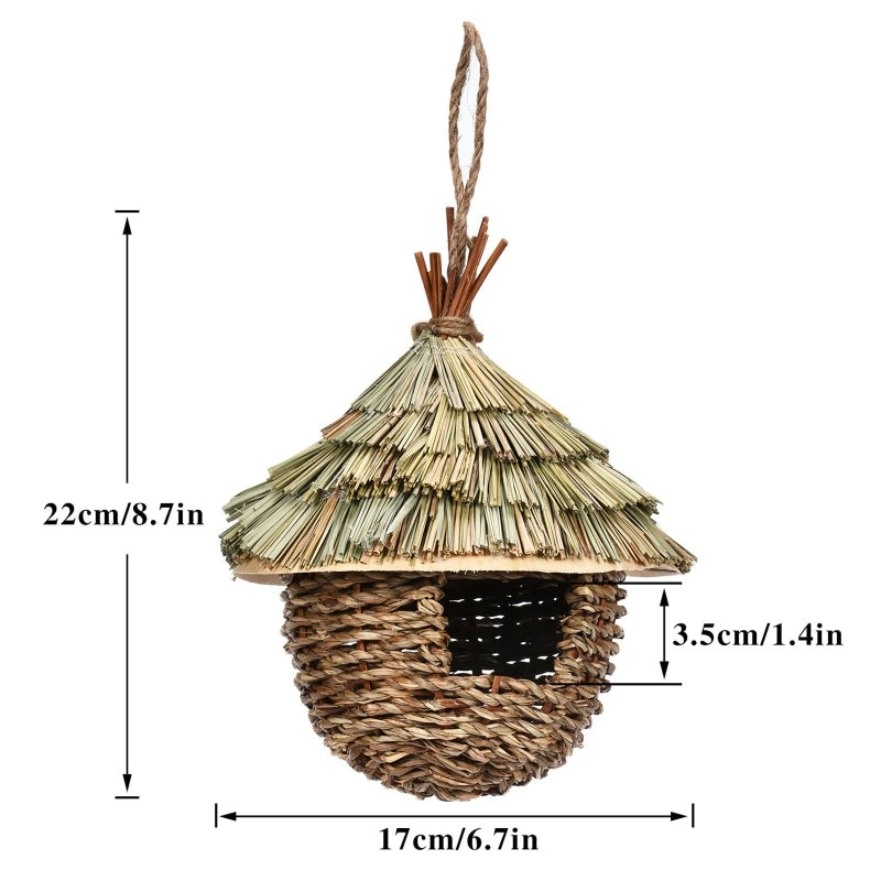 Nichoir en herbe tressée naturelle – Abri suspendu écologique pour oiseaux du jardin | Nest-oo Nature Pure