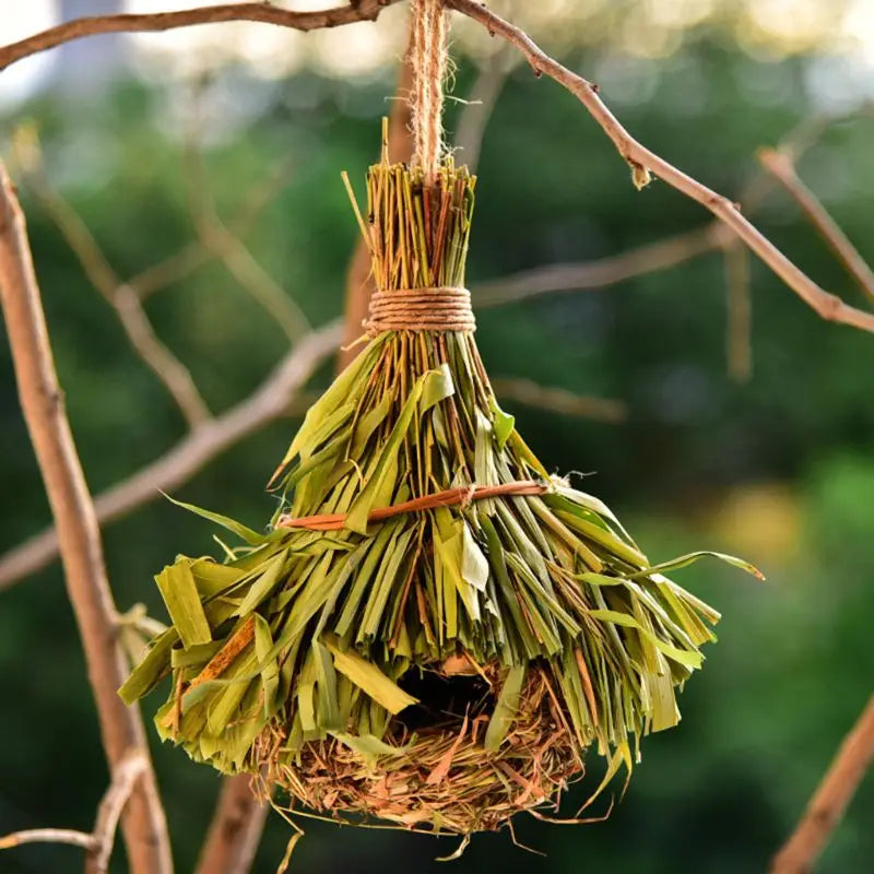 Nichoir en herbe tressée naturelle – Abri suspendu écologique pour oiseaux du jardin | Nest-oo Nature Pure