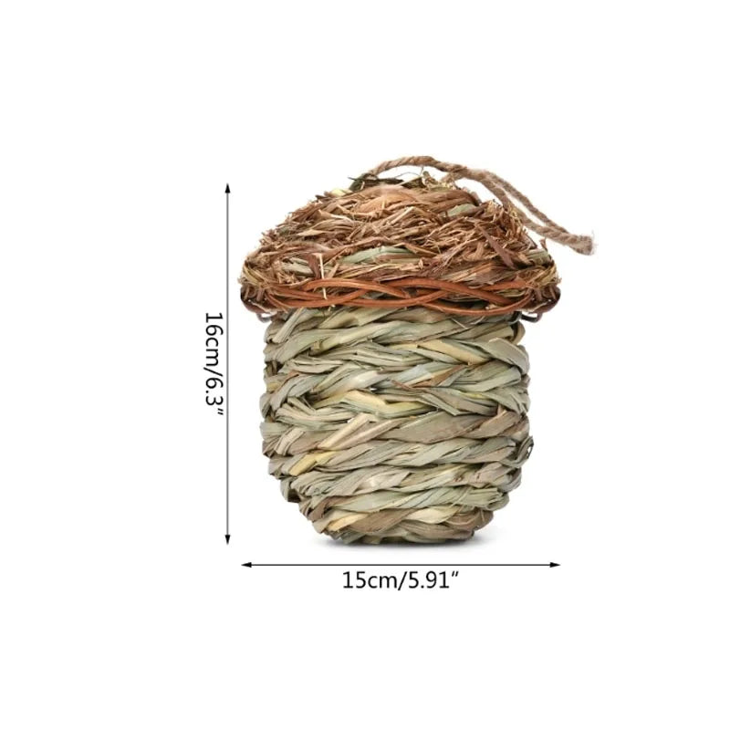 Nichoir en herbe tressée naturelle – Abri suspendu écologique pour oiseaux du jardin | Nest-oo Nature Pure