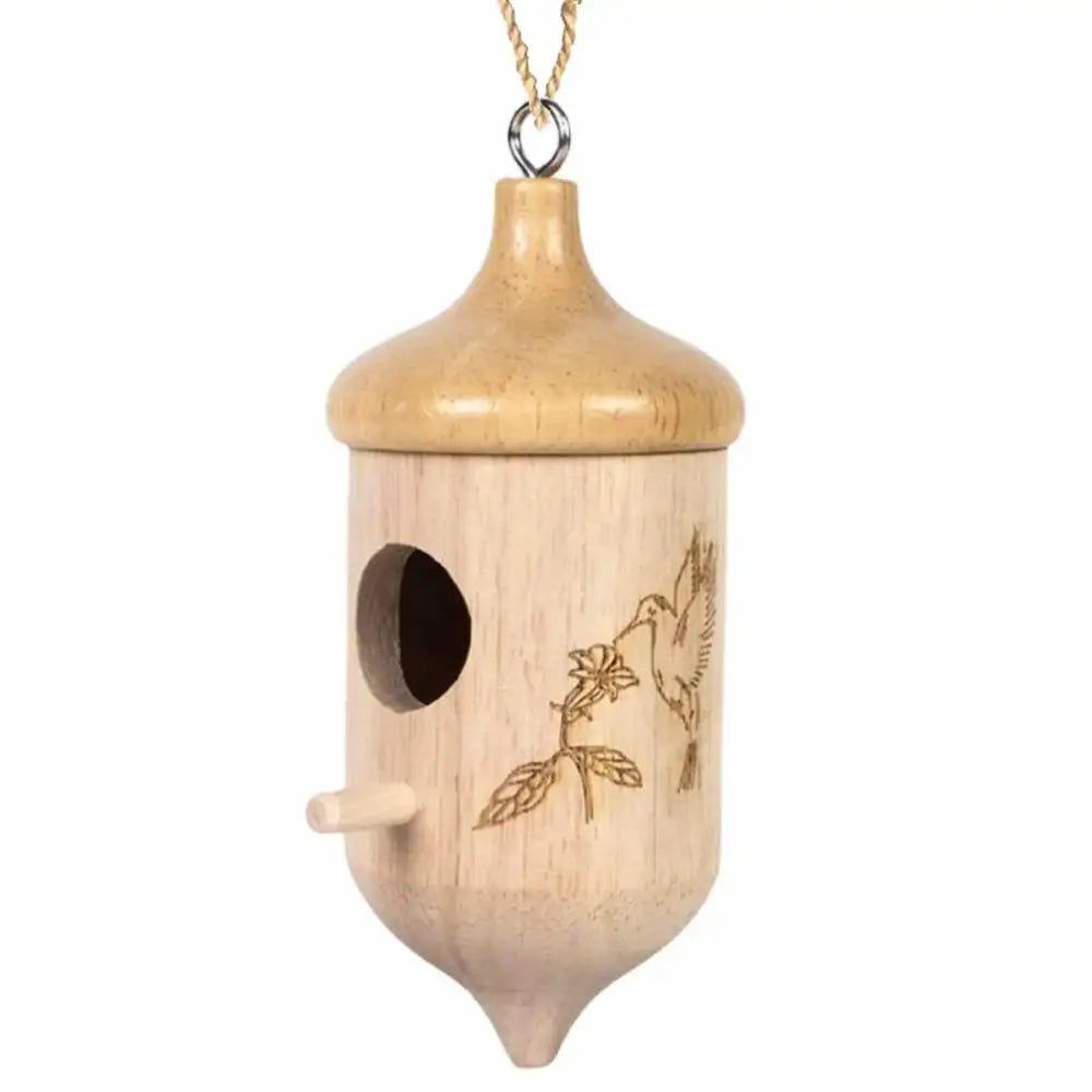 Nichoir en bois suspendu Nest-oo Humming Haven pour colibris et moineaux, décoration naturelle pour jardin.