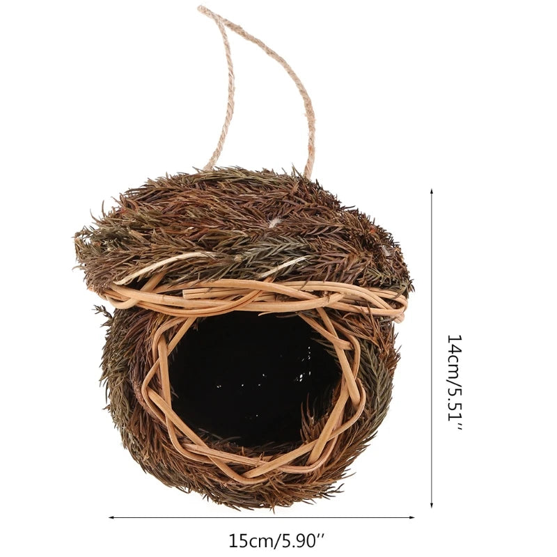 Nichoir en herbe tressée naturelle – Abri suspendu écologique pour oiseaux du jardin | Nest-oo Nature Pure