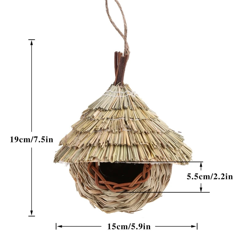 Nichoir en herbe tressée naturelle – Abri suspendu écologique pour oiseaux du jardin | Nest-oo Nature Pure