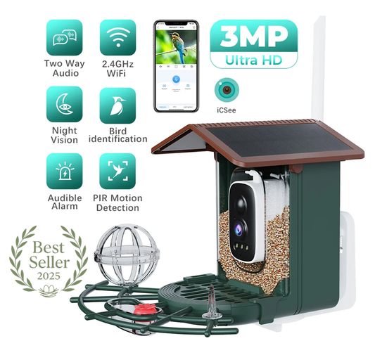 Nichoir Connecté 3MP WiFi HD | Vision Nocturne & Audio Bidirectionnel – Nest-oo