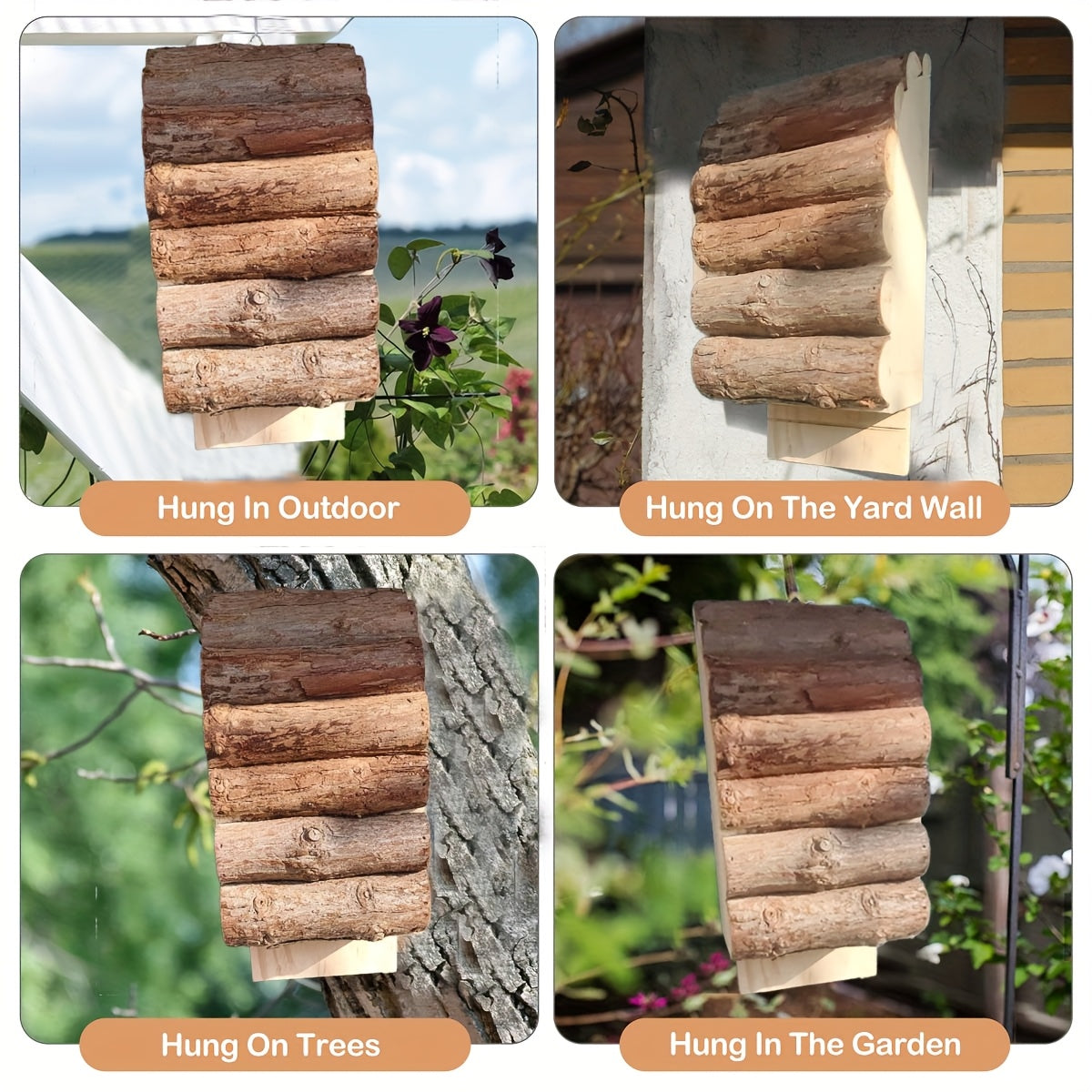 Nichoir en bois naturel chauve souris2