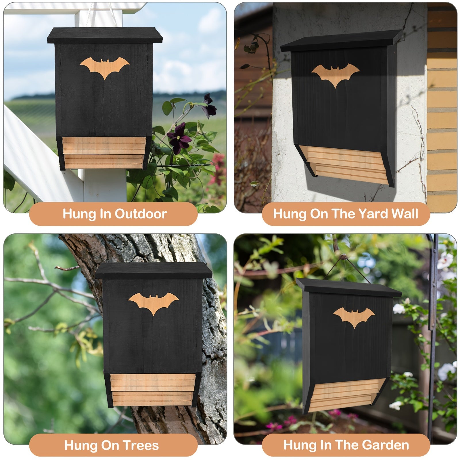 Bat house en bois naturel suspendue à un arbre – modèle FT38905 Nest-oo